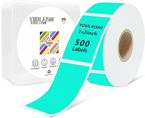 1X2 inch Label Stickers Roll for Thermal Printer 500PCS Colored Removable by YOULAISHI