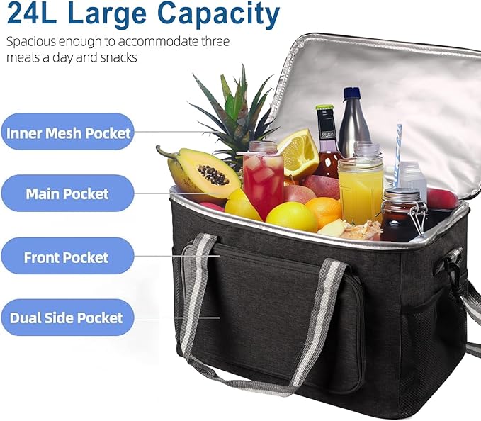 iknoe Large Cooler Bag Collapsible, 24L Insulated Bags, Leakproof Lunch Cooler - Image 5