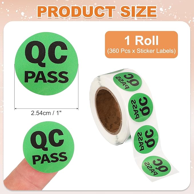 PATIKIL 360 Pcs 1 Roll QC Pass Labels, 1 Inch Circle Inventory Control Adhesive - Image 2