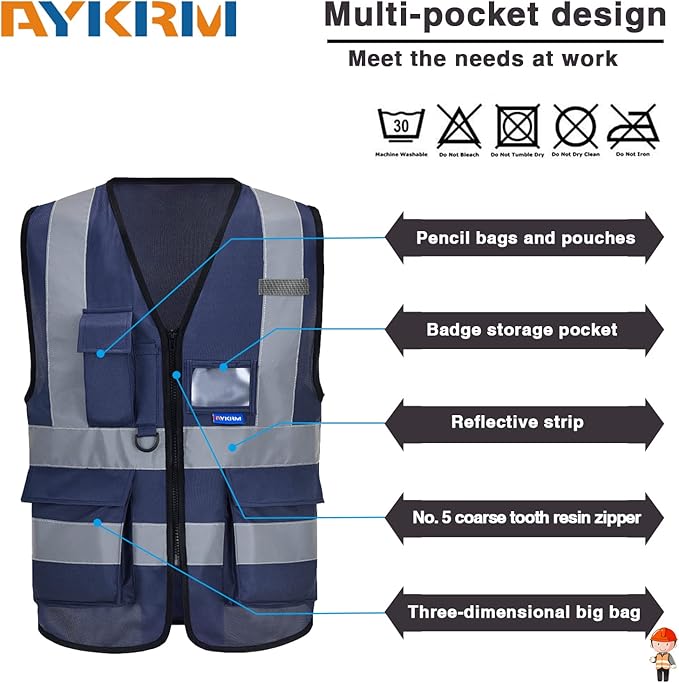 A-SAFETY navy blue work vest - Image 3