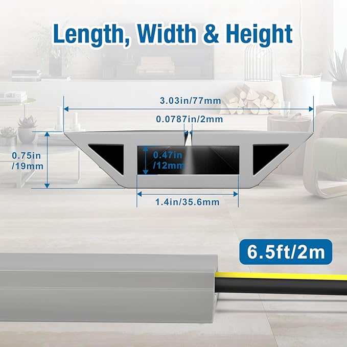 Eapele Floor Cord Cover 6.5ft Cord Covers - Image 2