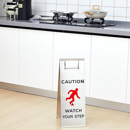 Tandefio 2 Pcs Stainless Steel Wet Floor Sign 24 Inch Caution Watch Your Step - Image 7