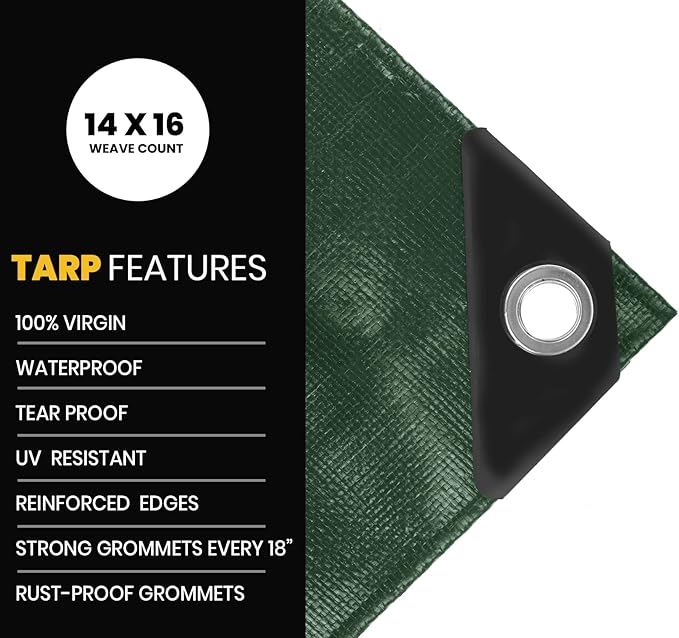 PROTARP Extra Heavy Duty 16 Mil Tarp Cover, Waterproof, UV Resistant, Rip and - Image 4