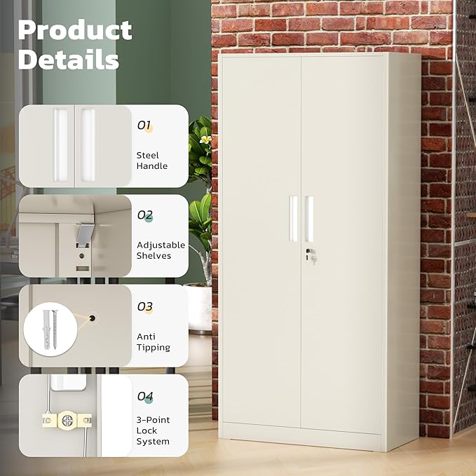 Greenvelly Metal Garage Storage Cabinet - Image 4