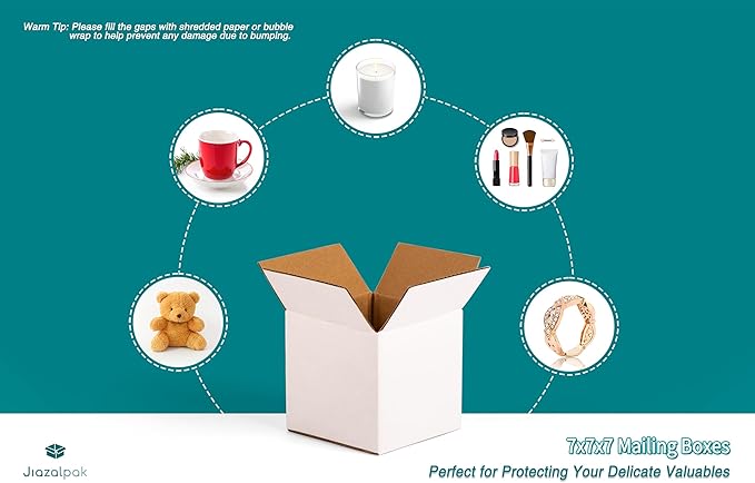 White 7x7x7 inches Shipping Boxes, Corrugated Cardboard 7x7 Box - Image 5