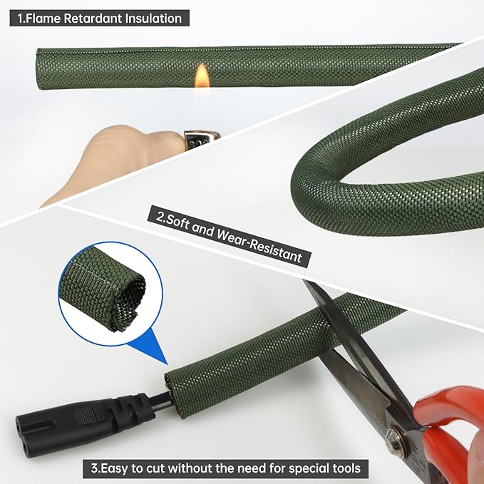 Split Braided Cable Sleeve，Flexible Wire Loom Tubing, Automotive Cord Protector - Image 4