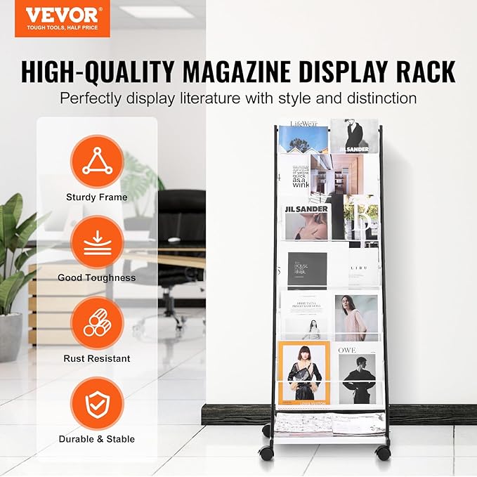 VEVOR Brochure Display Rack, 6-Tier Magazine Literature Display Stand, Floor - Image 2