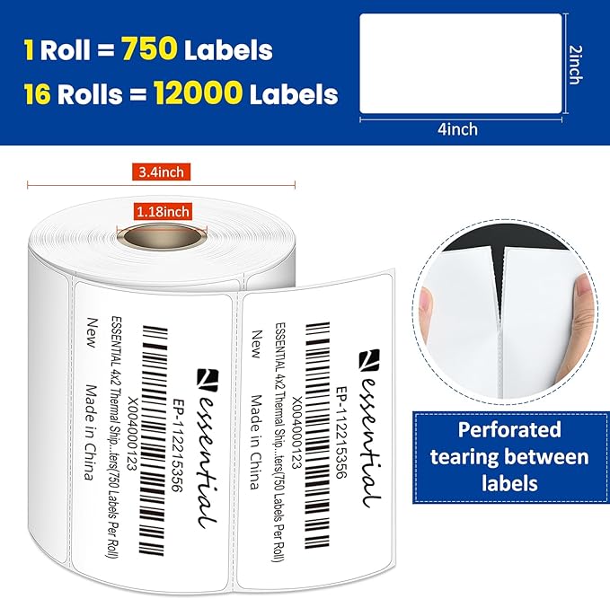 4 x 2 Inches Direct Thermal Barcode Labels, Waterproof and Oil-Proof - Image 2
