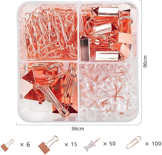 Paper Clips and Binder Clips Set, Metal Assorted Sized Binders - Image 2