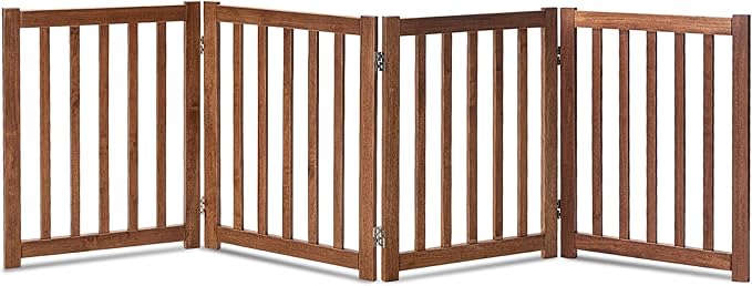 LZRS 4-Panel Wooden Free Standing Foldable Dog Gate Indoor – 24" High, Extra by LZRSPET