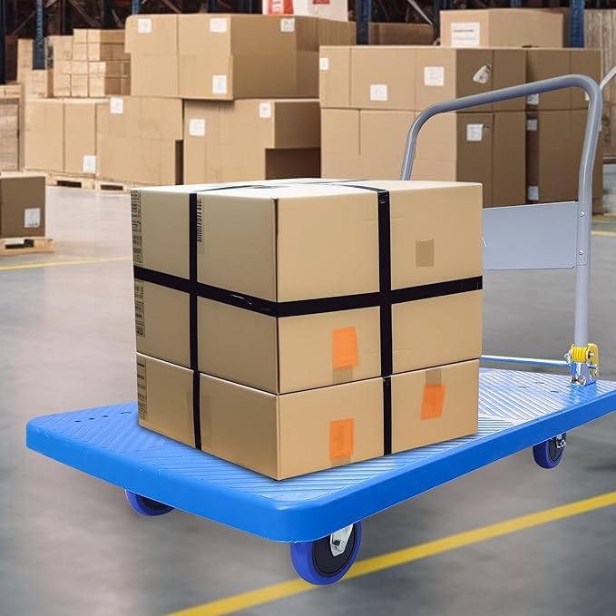 Doppy Flatbed Cart, 1320lbs Heavy Duty Capacity Platform Hand Truck 360 Degree - Image 7