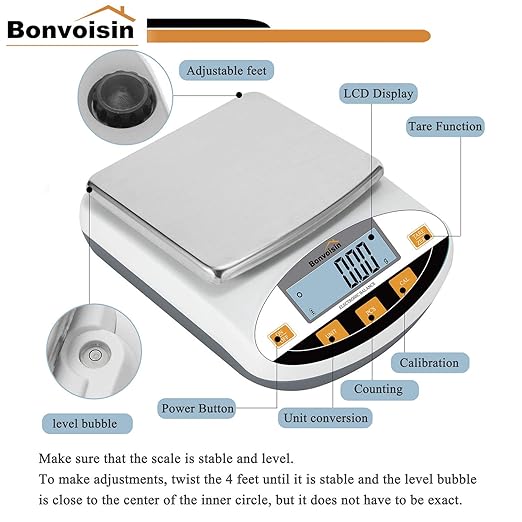Bonvoisin Lab Scale 2000g x 0.01g Digital Precision Analytical Balance 10mg - Image 3