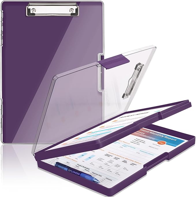 Clipboard with Storage, Heavy Duty Clip Boards 8.5x11 with 2 Storage Case by SFLHHDM
