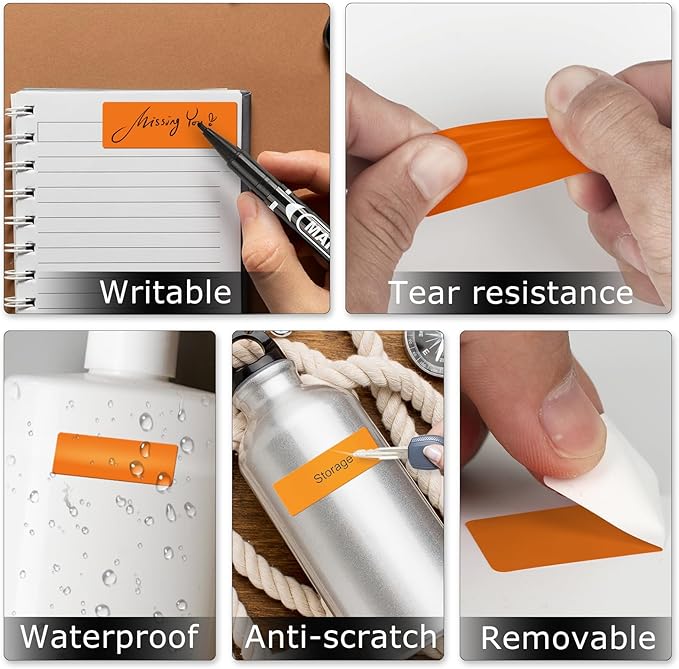 Orange Color Coding Labels 1 × 2 Inches Self-Adhesive Vinyl Rectangle Stickers - Image 3
