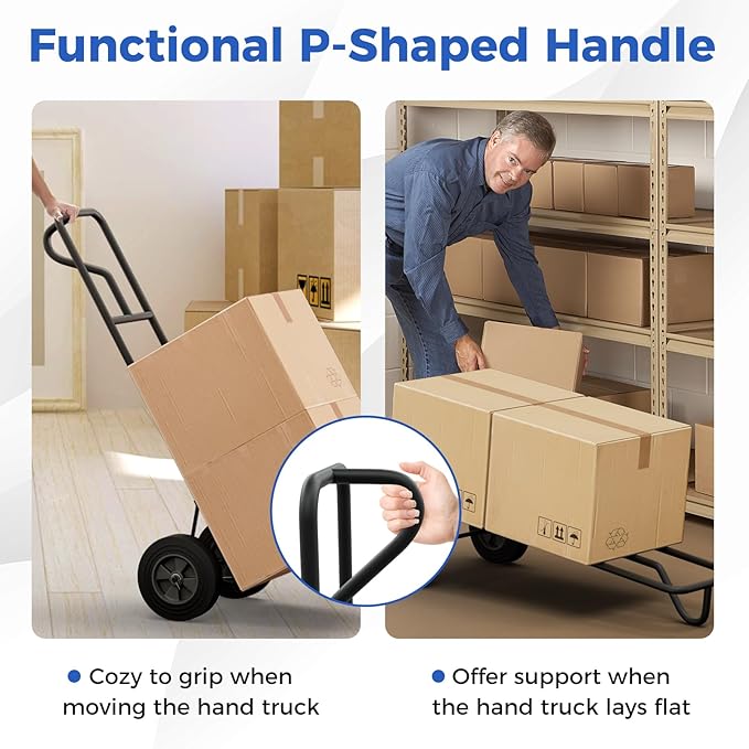 Goplus Hand Truck, P-Handle Hand Truck Dolly w/770LBS Capacity, Vertical Loop - Image 3