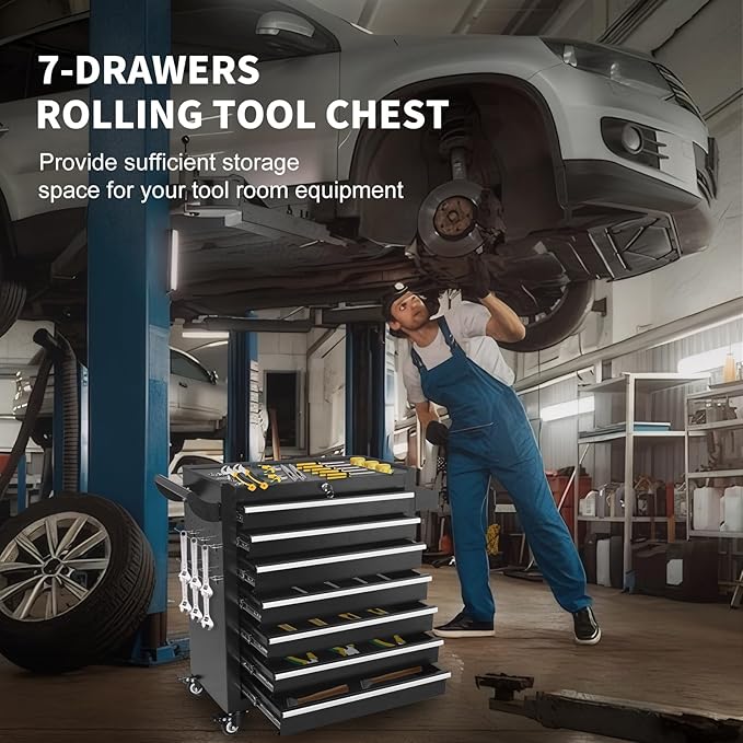 7-Drawer Tool Chest on Wheels, Rolling Metal Toolbox - Image 4