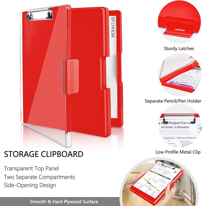 Clipboard with Storage, Heavy Duty Clip Boards 8.5x11 with 2 Storage Case - Image 4