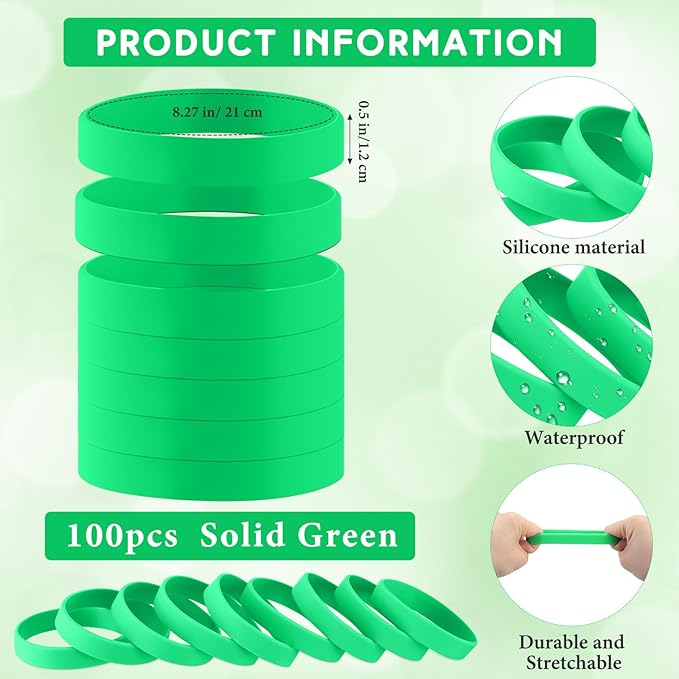 Liliful 100 Pcs Silicone Rubber Wristbands Rubber Wristband Bracelet Bands - Image 2