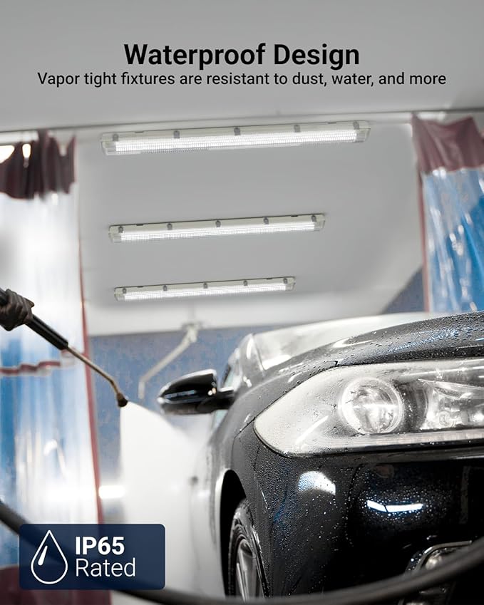 Sunco LED Ready Fixture for Garage Ceiling, 4ft Shop Lights Holds 2 LED Tube - Image 2