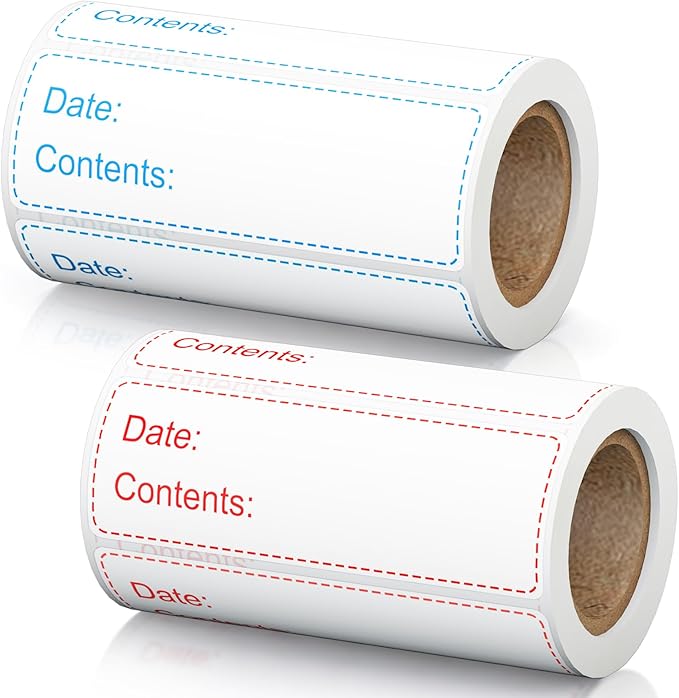 1" x 3" Freezer Labels, 2 Color Waterproof & Oil-Resistant Write-On Freezer by Unknown