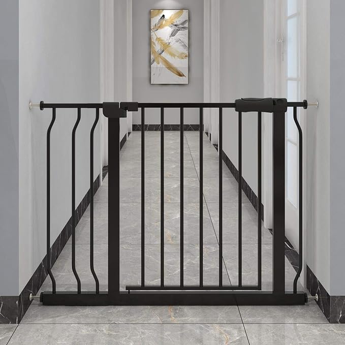 Extra Wide Baby Gate Tension Indoor Safety Gates Black Metal Large Pressure by COSENDBABYGATE