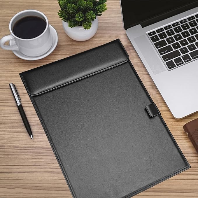 KINGFOM PU Leather Hardboard Office Clipboard, Magnetic Clip A4 Letter Size - Image 6