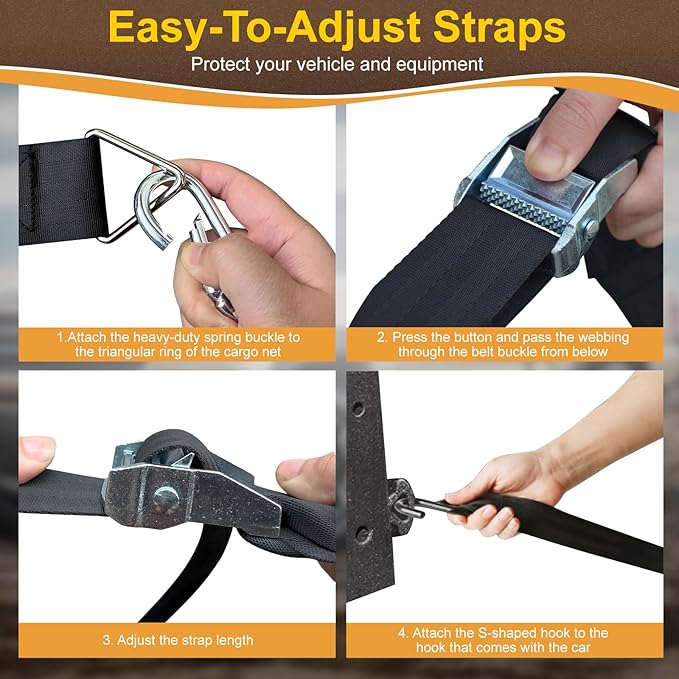 Cargo Net for Pickup Truck Bed, Heavy Duty 1100 lbs Capacity, Adjustable Cam - Image 4