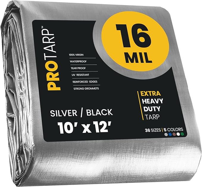 PROTARP Extra Heavy Duty 16 Mil Tarp Cover, Waterproof, UV Resistant, Rip and by Protarp
