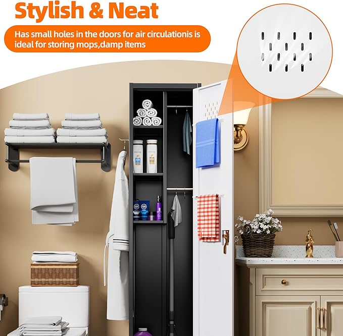 Aobabo Metal Broom Closet Storage Cabinet - Image 4