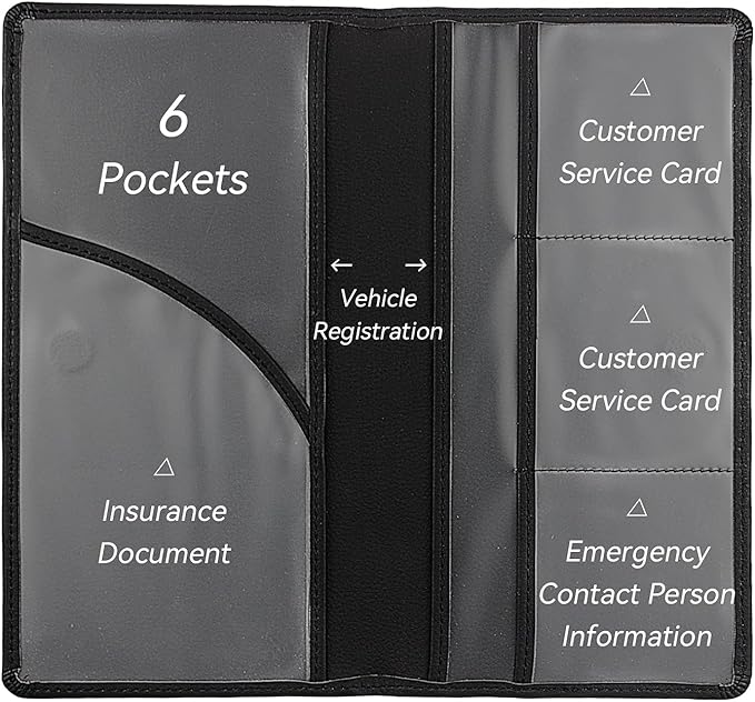 Car Registration and Insurance Holder, Premium Pu Leather Vehicle Glove Box - Image 4