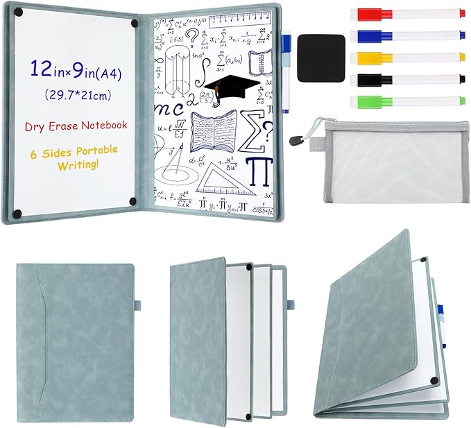 6 Sides Whiteboard Notebook Portable Whiteboard Dry Erase Notebook Portable Dry by Feifeiya