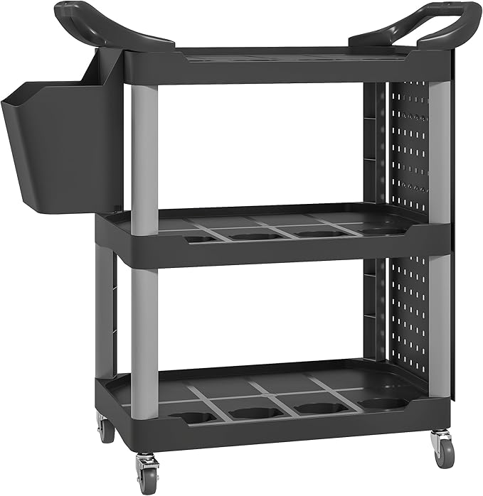 HOMCOM 3 Tier Utility Cart on Wheels, Rolling Tool Storage by HOMCOM