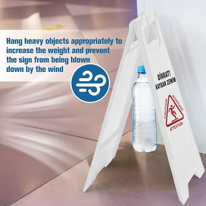 2 Pack 24 Inch Blank Floor Sign White A-frame Foldable Caution Sign Write-On - Image 4