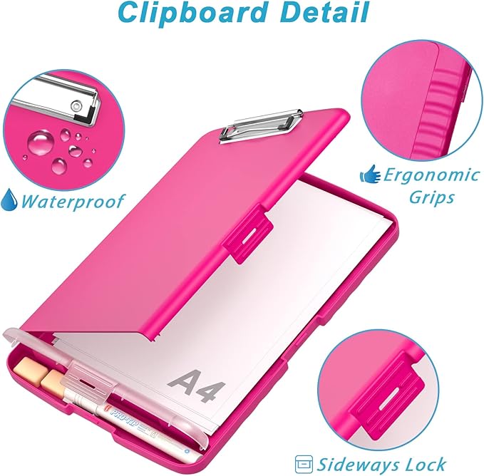 Rimilak Plastic Clipboard with Storage, 8.5 x 11 High Capacity Folio Nursing - Image 5