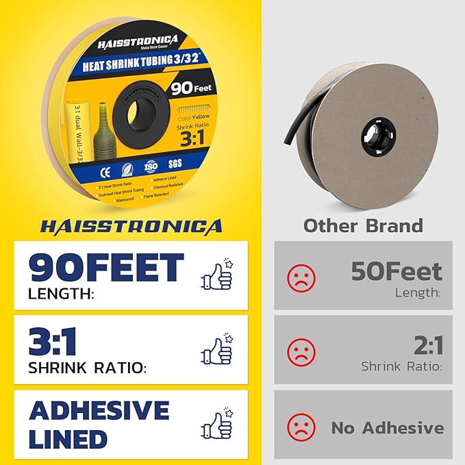 haisstronica 3:1 Heat Shrink Tubing, Shrink Ratio Adhesive Lined Marine Grade - Image 2