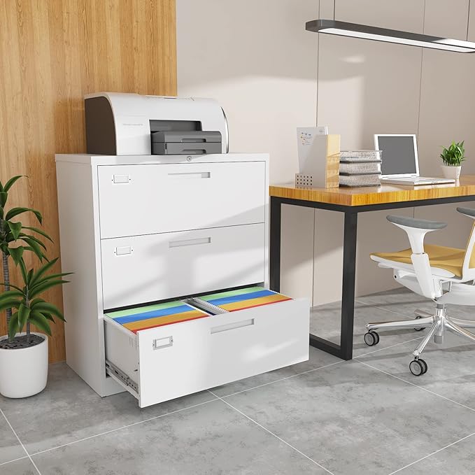 Lateral File Cabinet 3 Drawer, Metal Storage File Cabinet - Image 8