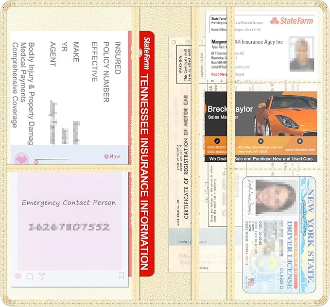 Car Insurance and Registration Holder, 9.5 x 5 Inch PU Leather Vehicle Glove - Image 3