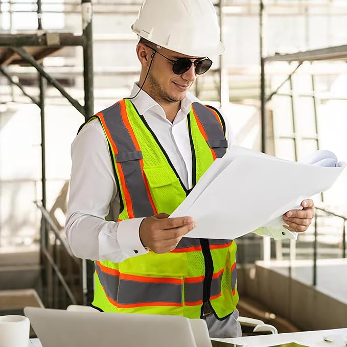 A-SAFETY Mesh High Vis Vest Lightweight Reflective Construction Vest - Image 5
