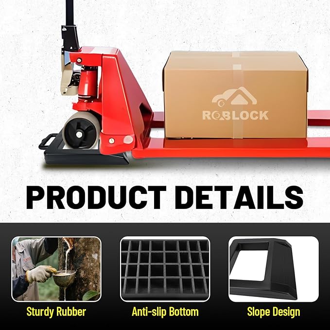 ROBLOCK 2 Pack Rubber Pallet Jack Chock Heavy Duty Wheel Chock, Pallet Jack - Image 4