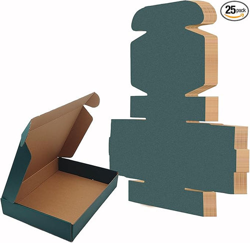 25 Pack Green Shipping Boxes 11 x 8 x 2 Inch Corrugated Cardboard Boxes by itechpanda