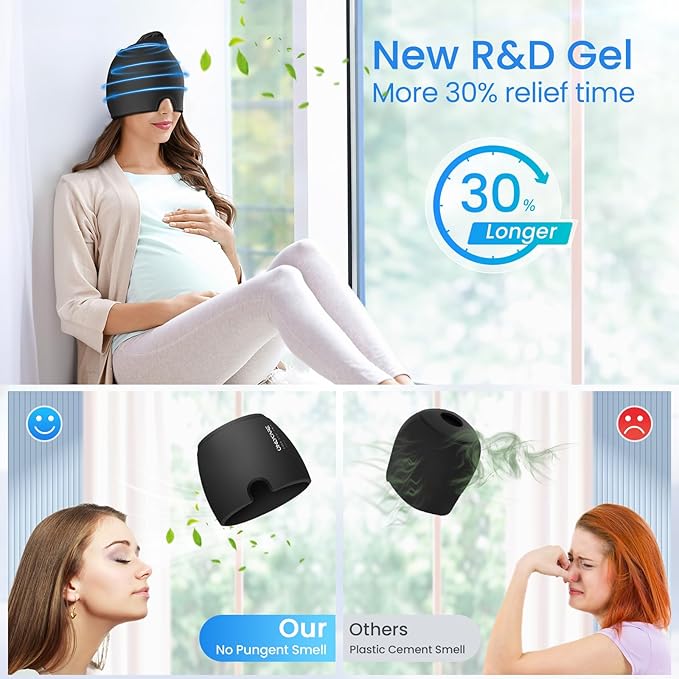 ONLYCARE Migraine Relief Cap, Upgraded Odorless Headache Relief Cap, 360° Gel - Image 3