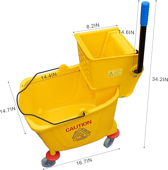 Matthew Cleaning 34 Quart Commercial Mop Bucket INCL.Wet String Mop - Image 2