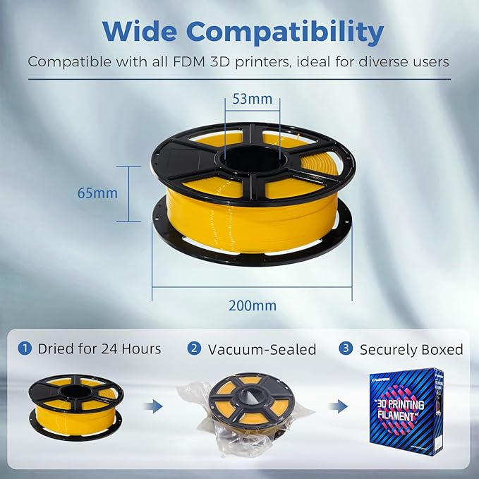 FLASHFORGE ABS Pro Filament 1.75mm Yellow, 3D Printer Filament 1kg - Image 7