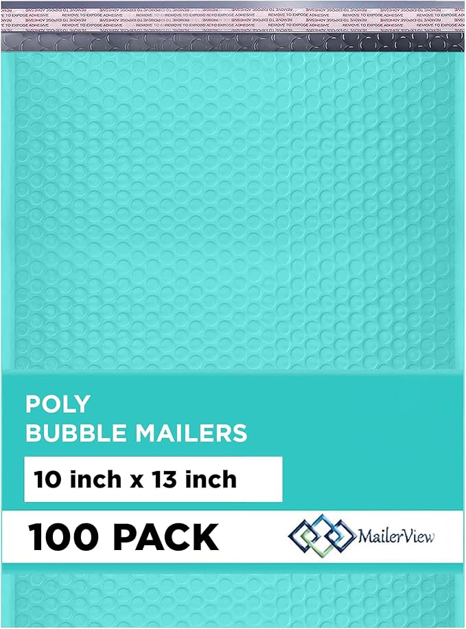 Teal 10x13 Inch Poly Bubble Mailers |Self Seal Padded Envelopes by MAILERVIEW