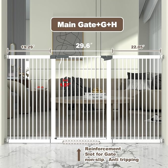 41" Extra Tall and Wide Baby Gate, 72.3-74" Wide Pet Cat Gate - Image 3