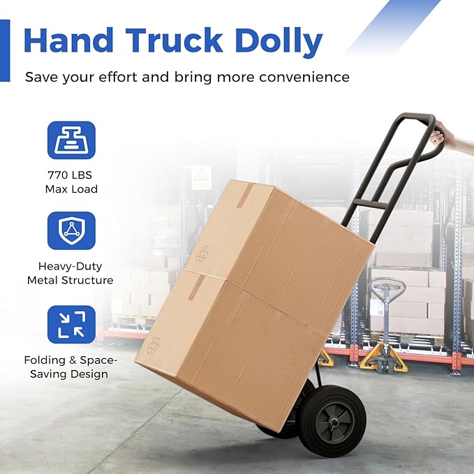 Goplus Hand Truck, P-Handle Hand Truck Dolly w/770LBS Capacity, Vertical Loop - Image 5