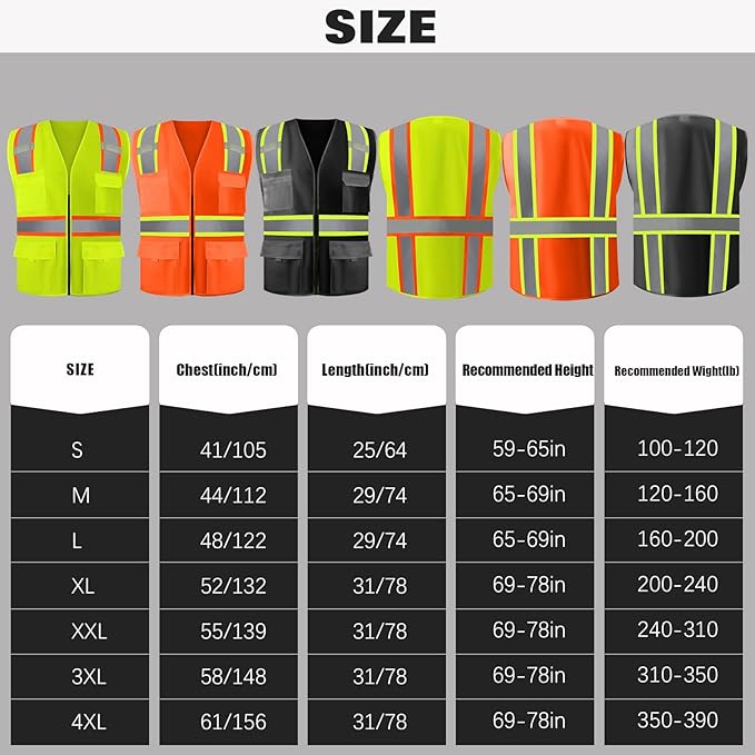 BeautyWill 10/20 Pack Custom Logo Safety Vest, Bulk High Visibility Class 2 - Image 4