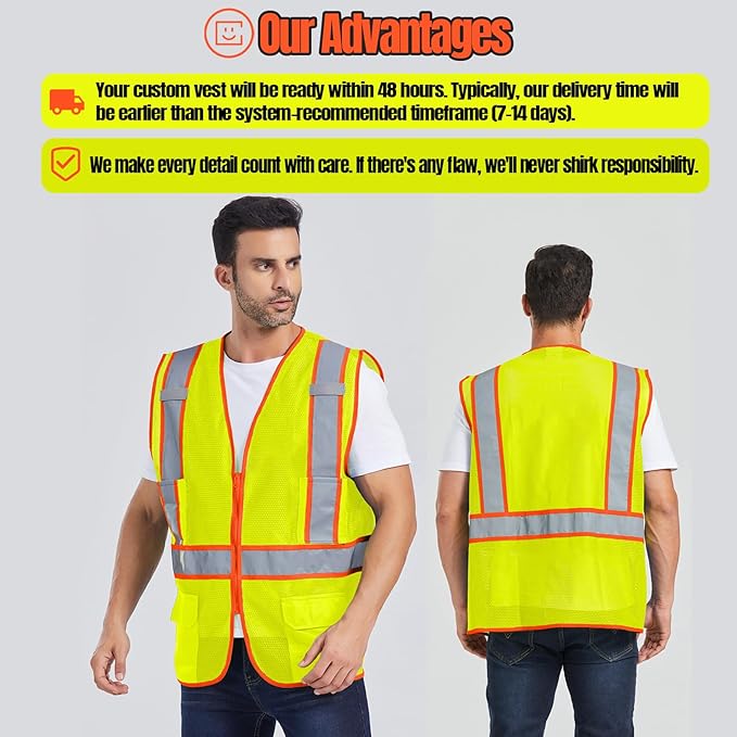 BeautyWill Custom Safety Vest Customized Logo Class 2 High Visibility - Image 6