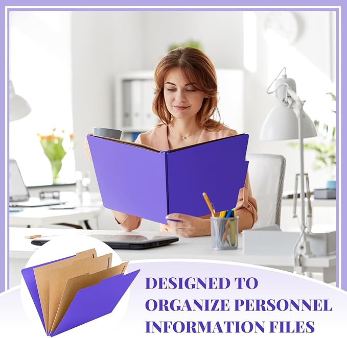 12 Pcs Classification Folders Letter Size 3 Pocket Dividers Employee File Folder - Image 5