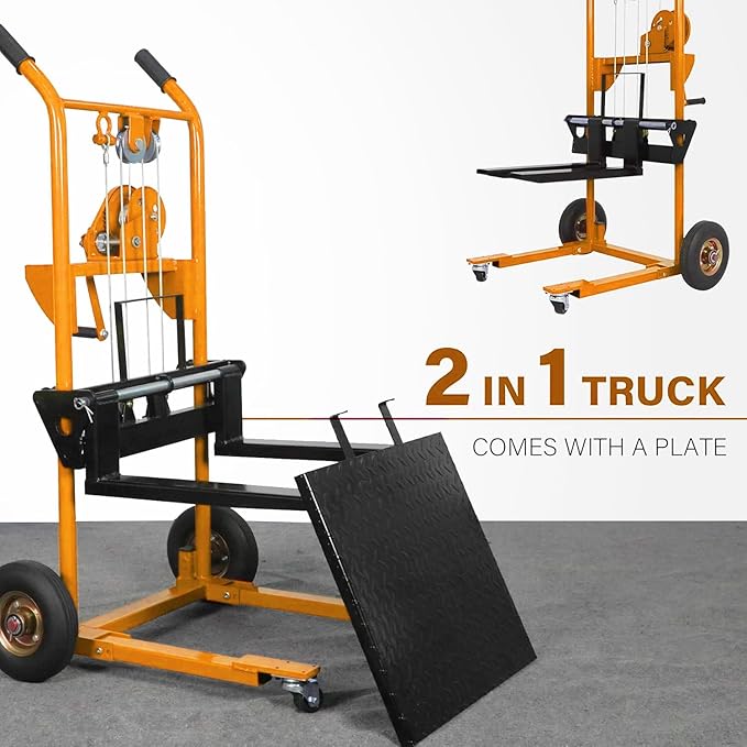 Material Lift Winch Stacker, 330 lbs Capacity Table Cart, 40.5" Lifting Height - Image 3